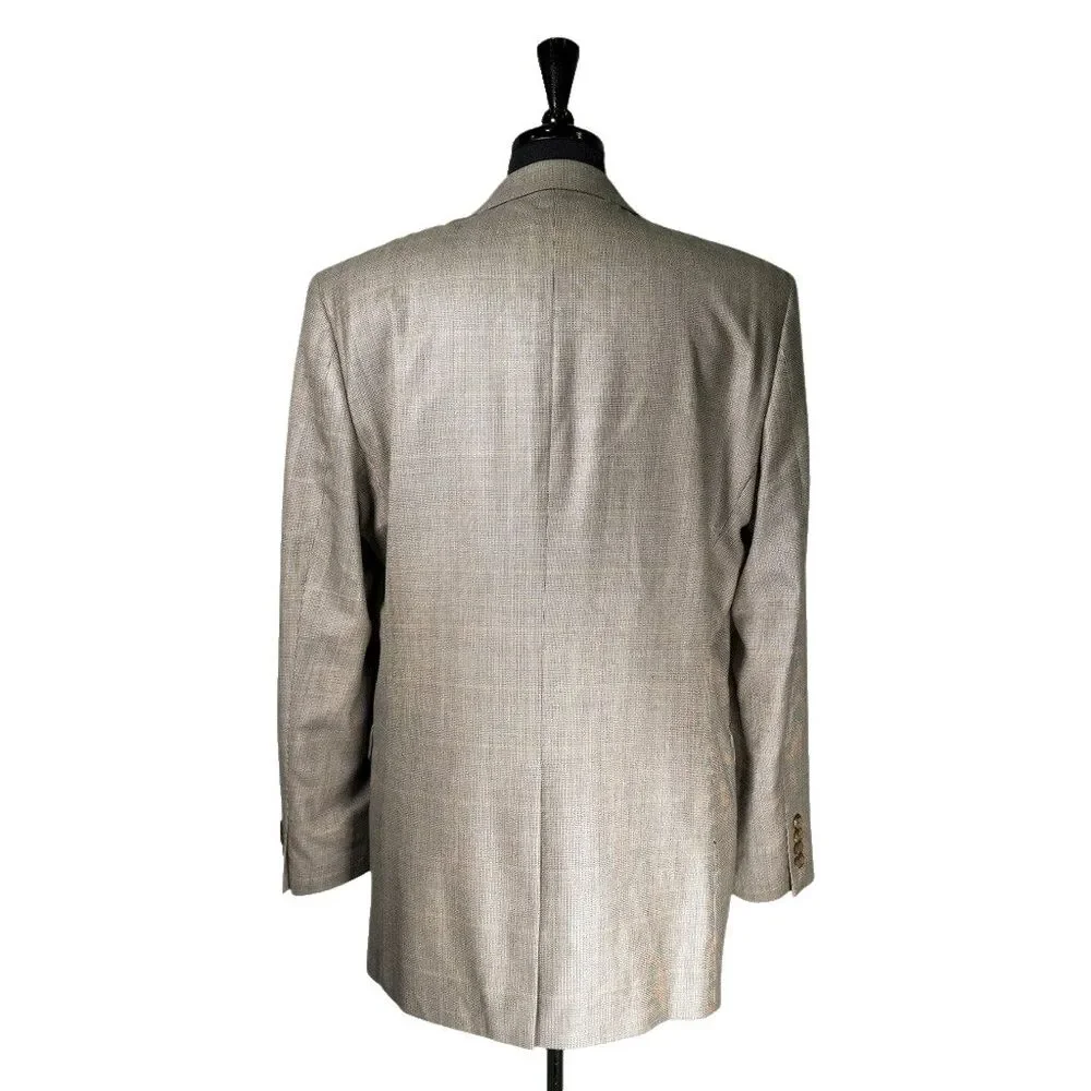 Ralph Lauren Mens Blazer 42L Beige Silk Wool 2 Button Sport Coat Jacket Lined
